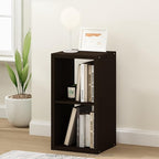 Furinno Cubicle Open Back Decorative Cube Storage Organizer, 2-Cube, Black Dark Oak