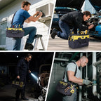 TICONN Heavy Duty Tool Bag with Multi-Pockets, Portable Tool Box Organizer Storage Bag, with Adjustable Shoulder Strap and Ergonomic Handle (Yellow, 14" Standard Base)