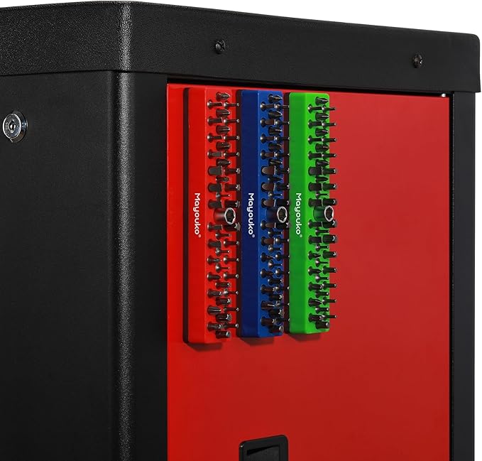Mayouko 3PCS 1/4" Magnetic Hex Bit Holder Rack Organizer, 129 Holes, 1/4-Inch Drill Bit Holder, 3 Racks, Magnetic Bit Holder with Magnet Base for Screwdriver Bits