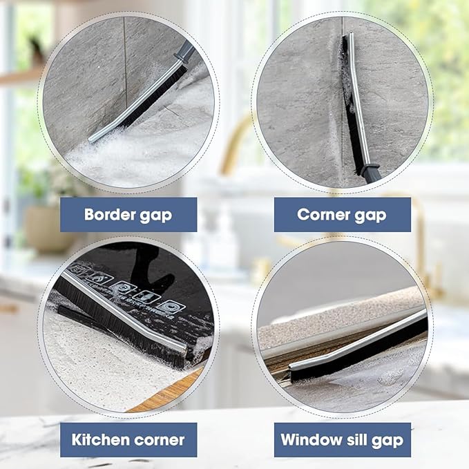 Hard Bristle Crevice Cleaning Brush, Small Cleaning Brushes, Grout Cleaner Brush, Toilet Brush, Scrub Brush for Shower Tile, Skinny Gap Cleaning Tools for Household Use, Bathroom, Kitchen (3)