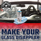 Chemical Guys Streak Free Glass & Window Cleaner (Glass, Windows, Mirrors, Nav Screens & More) Ammonia Free, 16 fl oz + Waffle Weave Glass and Window Microfiber Towel, Blue (24"x16")