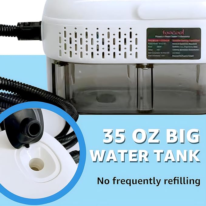 2500W Handheld Steam Cleaner, Pressurized Steamer for Car Detailing, Grout, Tile, Upholstery, Kitchen & Bathroom, 1100ML Large Tank, 6-Level Adjustable Steam, Fast Heat Up(White 2)