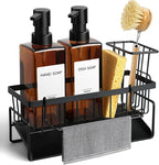 GMISUN Dish Soap Dispenser, 12 Fl oz / 350 ml Dual Soap Dispenser with Sponge Holder, Customized Amber Glass Kitchen Soap Dispensers Set, Modern Hand and Dish Soap Dispensers Set Removable