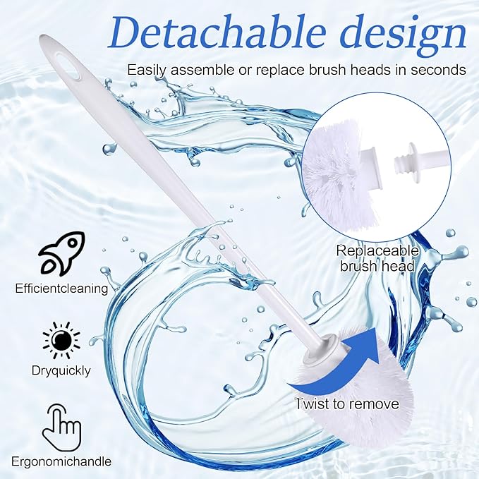 15Pcs 14.2Inch Toilet Brush Cleaner Bathroom Cleaning Scrubber Long Handle Plastic Handled Heavy Duty Round Toilet Bowl Brush for Thorough Household Bathroom Cleaning Supplies Won't Rust Sturdy