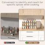 Tiered Spice Rack Organizer for Cabinet, Wooden Spice Rack for Countertop, Spice Shelf organizer Spice Organization for Cabinet