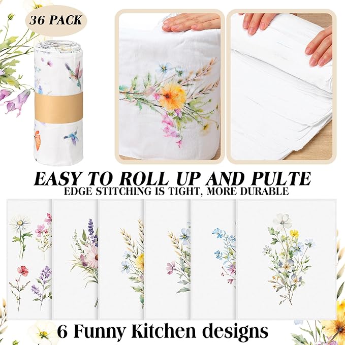 36 Count Reusable Cleaning Cloths Washable Cotton Kitchen Towels for Home(Christian Style,Multicolor)