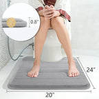 Yimobra Memory Foam Toilet Bath Mat U-Shaped, Commode Contour Rug, Soft and Comfortable, Super Water Absorption, Non-Slip, Thick, Machine Wash and Easier to Dry for Bathroom, 24 X 20 Inches, Grey
