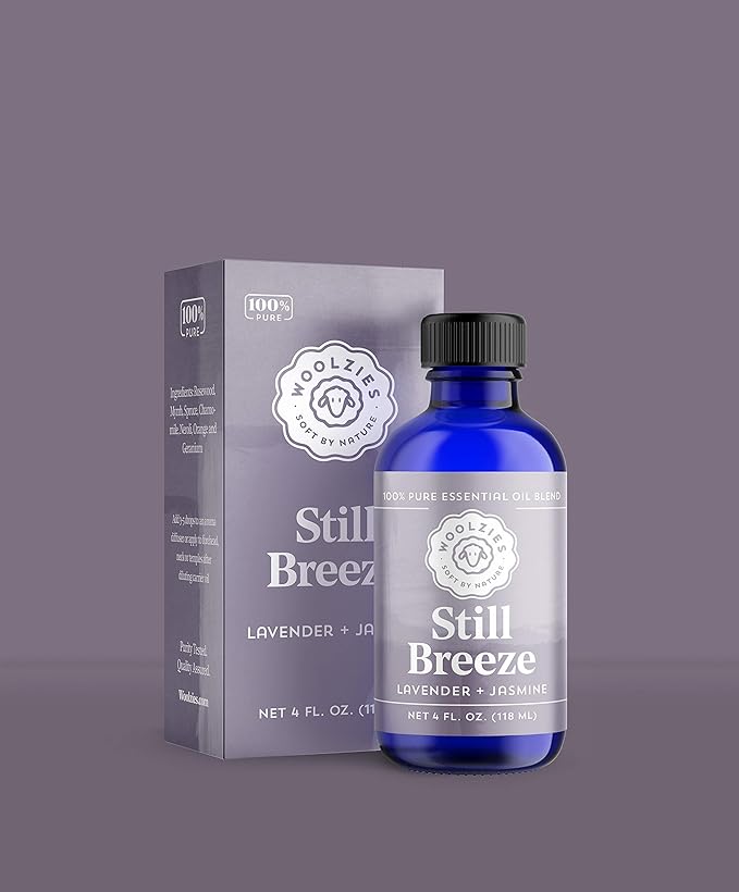 Woolzies 100% Pure & Natural Still Breeze Essential oil Blend | Lavender & Jasmine Therapeutic Grade Oil Blend | Use with Wool Dryer Balls or Oil Diffuser (4 Fl Oz)