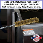 L-Shaped Deep Fryer Cleaning Brush, Up to 750F High Heat Resistant Metal Bristles Fryer Cleaning Brush for Food Debris, Grease Build-Up in Kitchen & Restaurant Deep Fryers Coil by FryOilSaver Co. B53C