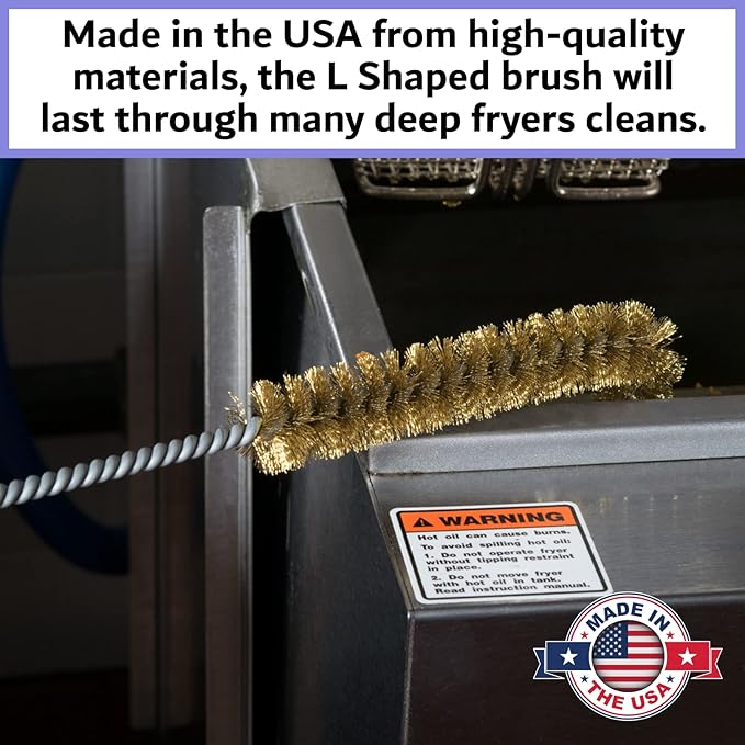 L-Shaped Deep Fryer Cleaning Brush, Up to 750F High Heat Resistant Metal Bristles Fryer Cleaning Brush for Food Debris, Grease Build-Up in Kitchen & Restaurant Deep Fryers Coil by FryOilSaver Co. B53C