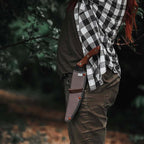Barebones Timber Saw - Hand Saw with Ergonomic Walnut Handle for Camping, Pruning, and Wood Cutting - Curved Blade and Root Cutter with Sheath