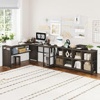 FATORRI 8 Cube Storage Organizer Bookshelf, Rustic Wood Cubby Bookcase, Industrial Horizontal Long Shelf for Living Room (Walnut Brown, 62 Inch)