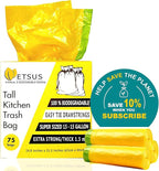 13 Gallon Biodegradable Trash Bags with Drawstrings, 75 Count Plant Based, Code Q Tall Kitchen Compost Bags 50 Liter Bin - Green Garbage Liners - 1.3 mil Thick Heavy Duty and Eco Friendly Trash Bags