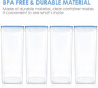 Vtopmart Extra Large Tall Airtight Food Storage Containers 4 Pieces 5.9qt / 6.5L-Plastic PBA Free Kitchen Pantry Canister for Spaghetti, Flour and Baking Supplies - Include 24 Labels, Blue
