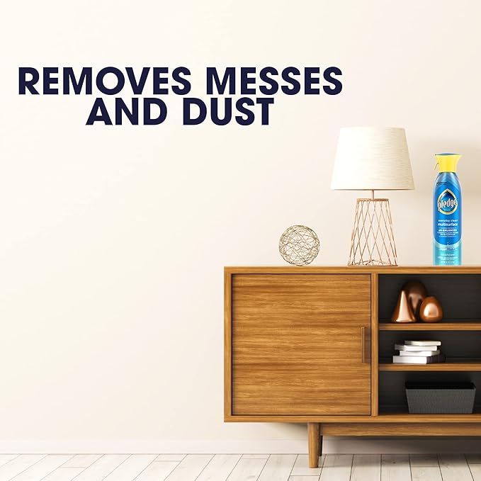 Pledge pH-Balanced Multisurface Spray, Gently Clean 101 Surfaces, Remove Dust and Messes, No Residue - Rainshower Scent, 9.7oz