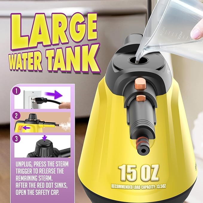 Steam Cleaner, Deep Cleaning Steam Cleaner for Home, 1200W Handheld Steam Cleaner with 10 Tools, Natural Steamer for Cleaning, Handheld Steamer for Bathrooms, Kitchens, Windows, Shower, Grout,Tile,Car