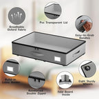 Under Bed Storage with Wheels, No Assemble Required 5.5 inches height grey under bed storage bins,Low Profile Rolling Underbed Shoe Storage containers，dorm underbed storage drawers