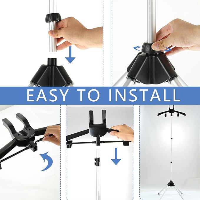 Garment Steamer Rack & Garment Ironing Glove for Clothes,Adjustable Steamer Stand for Clothes,Adjustable Garment Hanger Standing,Foldable Iron stand with Ironing Glove for Steaming Clothes(32-63 Inch)