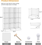 AWTATOS Cube Storage Organizer, Closet Organizers and Storage, 12 Cube Shelves Bookshelf, DIY Stackable Plastic Clothes Organizer Shelving for Bedroom, Home, Transparent Twill