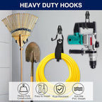 18 Pack Garage Hooks, Anti-Slip Coating, Hooks for Hanging Heavy Duty for Garages, Bicycles, Ladders, Gardening, Tools, Including 3 Organizing Straps