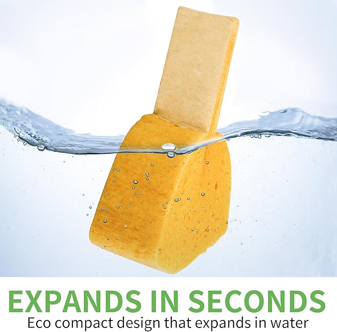 4 Pack Compostable Pop-Up Sponges - Expanding, Non-Scratch, Plant-Based Dish Cellulose Sponges Car Wash Sponge