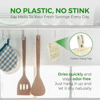 Natural Loofah Sponges for Dishes - Pack of 6 Plastic Free Loofah Kitchen Sponges with Cellulose Core & Cotton Loop - Non Toxic Natural Sponges for Dishes & Kitchen Cleaning