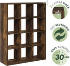 Furinno Cubicle Open Back Decorative Cube Storage Organizer, 12-Cube, Amber Pine