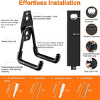 Heavy Duty Garage Hooks 4 Pack, 7.7 inch U Shaped Long Hanger, with 2 Extension Cord Holder Organizer, Wall Mounted Storage System, for Power and Garden Tool Hanging， Ladders, Bikes, Hose