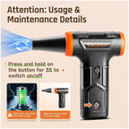Compressed Air - Electric Air Duster, 50 mph 110000RPM Super Power Compressed Air Duster for PC/Computer/Blaster/Keyboard/Home, Variable Speed Cordless Canned Air Mini Dust Blower Quick Dusting