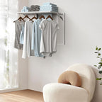 2 Pcs Wall Mount Clothes Drying Rack 26 X 31.5 Laundry Room Organizer Laundry Drying Rack Foldable Stainless Steel Drying Rack Clothing Space Saver Laundry Rack for Hanging Clothes Sock Towel