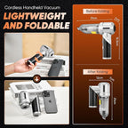 Saker Portable Handheld Vacuum Cordless Portable 17000PA Foldable Car Vacuum Cleaner Mini Dust Blower with Brushless Motor for Office Pet and Home Cleaning HL133