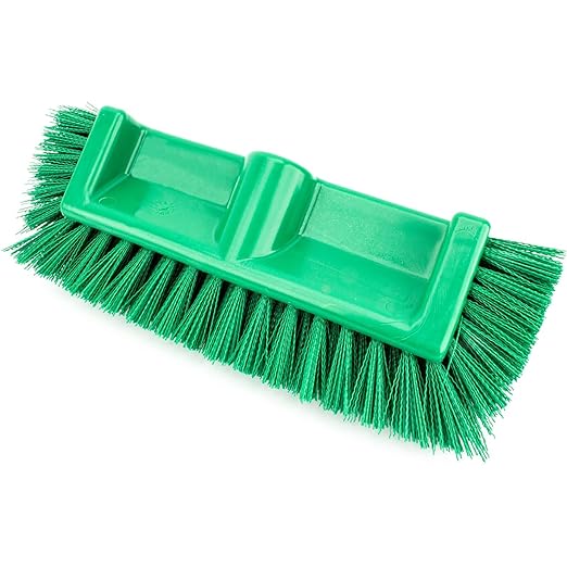 SPARTA Multi-Level Tile Scrub Brush 12" Wide Brush Head, Heavy-Duty Tile Cleaning Brush with End Bristles for Commercial Tiles, Tubs and Floor, Plastic, 12 Inches, Green