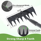 Manual Weeder Tool,8 Tines Garden Weeding Rake with Sharp Blade,55 Inch Long Handle,Heavy Duty Stand Weeding Tool for Weeding Loosening Soil Gathering Leaf Leveling Thatch Rake