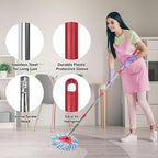 Spin Mop Replacement Set, Includes 2 Mop Head Replacement, 1 Mop Handle (30-58in Adjustable 4-Section Pole), 1 Spin Base