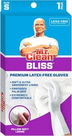 Mr. Clean, 243032 Bliss, Small Latex Free, Vinyl, Soft Ultra Absorbent Lining, Non- Slip Swirl Grip Gloves, (Small)