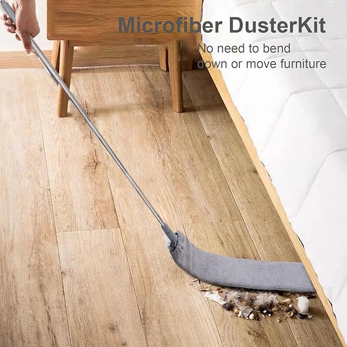 Dusters for Cleaning, 9 in 1 Kit 100” Feather Duster with Extension Pole, Retractable Bendable Washable, Cobweb Duster Chenille Gap Dust Brush Blind Duster for Cleaning High Ceiling Fans Furniture