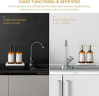 Glass Soap Dispenser for Kitchen Sink,Farmhouse Kitchen Dish Soap Dispenser&Hand Soap Dispenser Set,Rustproof Pump Bathroom Soap Dispenser with Tray,Waterproof Label for Kitchen Decor(Amber