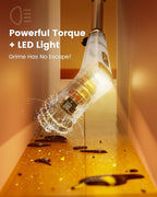 Antime Electric Spin Scrubber with LED Light, IPX8 Waterproof Cleaning Brush with LCD Display, 5 Replaceable Brush Heads, Shower Scrubber with 25kg Torque, 90min Runtime for Bathroom, Kitchen, Tile