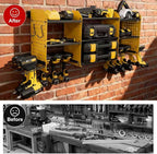 3 layers power tool organizer Loads 150lbs with 10 Cordless Drill Holder and 8 Outlet Power Strip,it’s good choice for husband birthday gift,yellow