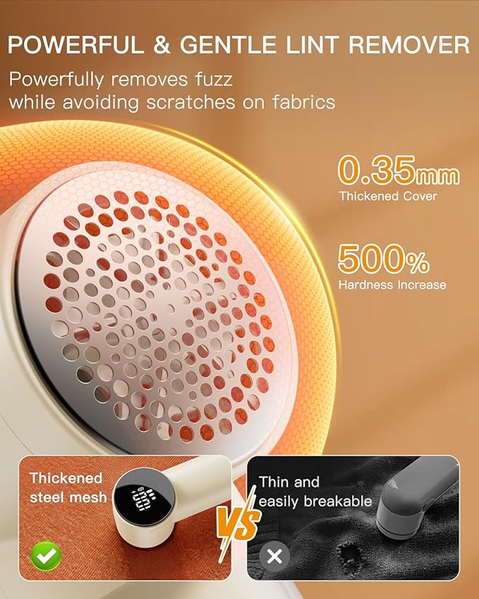 Electric Lint Remover and Fabric Shaver, Rechargeable Clothes Shaver for Sweater Furniture Couch, 3-Speed Pill Remover Defuzzer to Remove Fuzz Pilling from Blanket Jacket