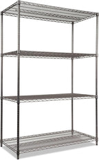Alera Wire Shelving Starter Kit, Four-Shelf, 48w x 24d x 72h, Black Anthracite