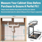 Under Sink Organizer Storage 1 pack, 2 Tier Slide Out Height Adjustable Pull Out Cabinet Organizer Drawers, Kitchen Bathroom Large Capacity Metal Under Sink Rack Caddy Basket Shelves, Black