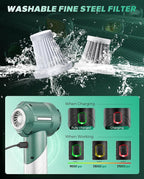 Saker Foldable Handheld Car Vacuum Cleaner Portable Cordless, 17000PA High Power Mini Vacuum Cleaner and Air Duster with Brushless Motor for Home,Cars,Office Cleaning HL133 Olive Green