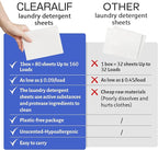 CLEARALIF Laundry Detergent Sheets (480 Loads), Fresh Linen,Great For Travel,Apartments, Dorms,CLEARALIF Laundry Detergent Strips Eco Friendly & Hypoallergenic (Pack of 3)