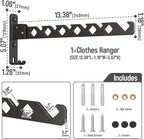 Wall Mounted Clothes Drying Rack, Wall Clothes Hanger Foldable, Laundry Hanger Hook for Bathroom, Wall Clothes Rack Indoor, Perfect for Small Spaces, Matte Black