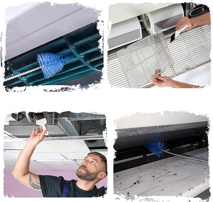 HVAC Duct Cleaning Kit & Mini Split Cleaning Bag - 10 Pcs Air Duct Tool Set for Minisplit, Home Sink & Appliance Grout Cleaning