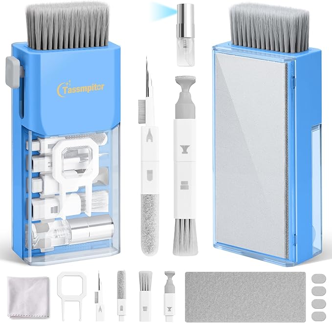 Laptop Cleaning Kit, Keyboard Cleaning Kit with Spray and Wipe, Keyboard Cleaner for MacBook iPad Tablet iPhone Computer Camera Lens Airpods Earbuds, Mutitool Brush for Electronic Screen