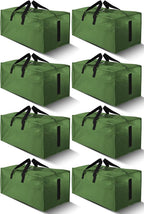 HOMESURE 8 Pack Large Strong Moving Bags with Zippers & Carrying Handles - Water-Resistant - Heavy Duty Storage Tote for Space Saving, Fold Flat, Alternative to Moving Box (Olive Green)