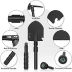 iunio Camping Shovel,Shovel Folding, Portable, Multitool, Foldable Entrenching Tool, Collapsible Spade, for Backpacking, Trenching, Hiking, Survival, Car Emergency
