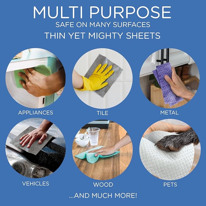 LOLA Wowables XL Swedish Dishcloths, 12 Reusable Eco Cleaning Cloths, 11" x 10", Ultra Absorbent Cellulose Sponge Towel, Compostable, Made in Germany